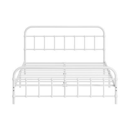 Bed Frame Metal Bed Base Double Size Bed Platform White