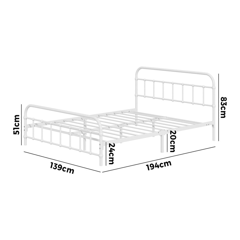 Bed Frame Metal Bed Base Double Size Bed Platform White
