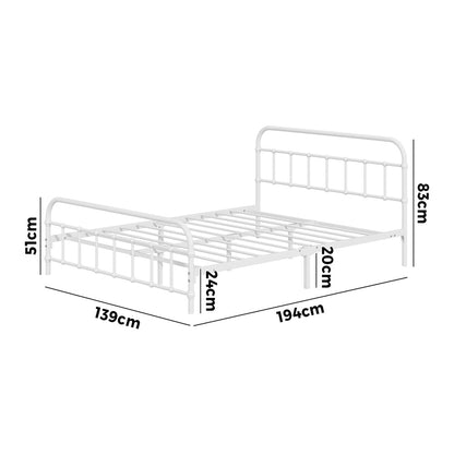 Bed Frame Metal Bed Base Double Size Bed Platform White