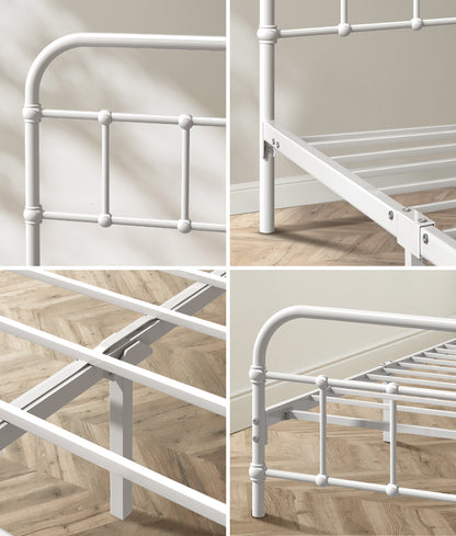 Bed Frame Metal Bed Base Double Size Bed Platform White