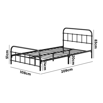 King Single Metal Bed Frame Black | HomeAndLiving