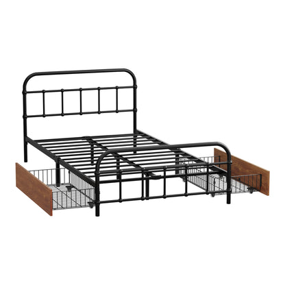 Metal Bed Frame King Single Black 209x108x83cm