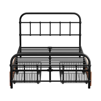 Metal Bed Frame King Single Black 209x108x83cm