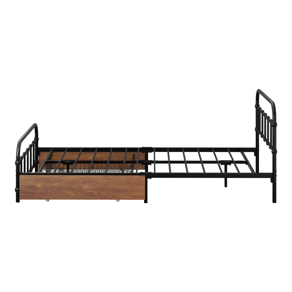 Metal Bed Frame King Single Black 209x108x83cm