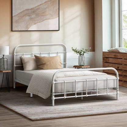 King Single Metal Bed Frame White Platform | HomeAndLiving