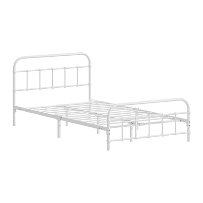 King Single Metal Bed Frame White Platform | HomeAndLiving