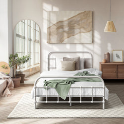 King Single Metal Bed Frame White Platform | HomeAndLiving