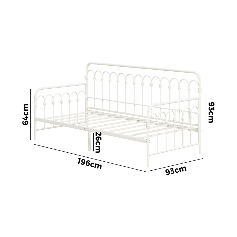 Single Daybed Frame Metal Sofa Bed Steel Slat | HomeAndLivin