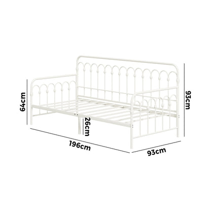 Single Daybed Frame Metal Sofa Bed Steel Slat | HomeAndLivin