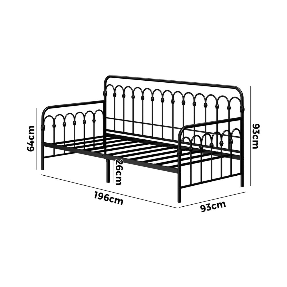 Single Metal Daybed Sofa Bed Steel Slat | HomeAndLiving
