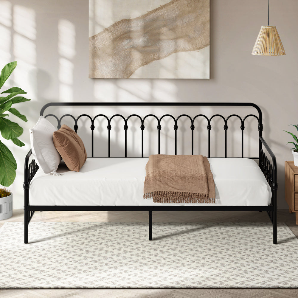 Single Metal Daybed Sofa Bed Steel Slat | HomeAndLiving