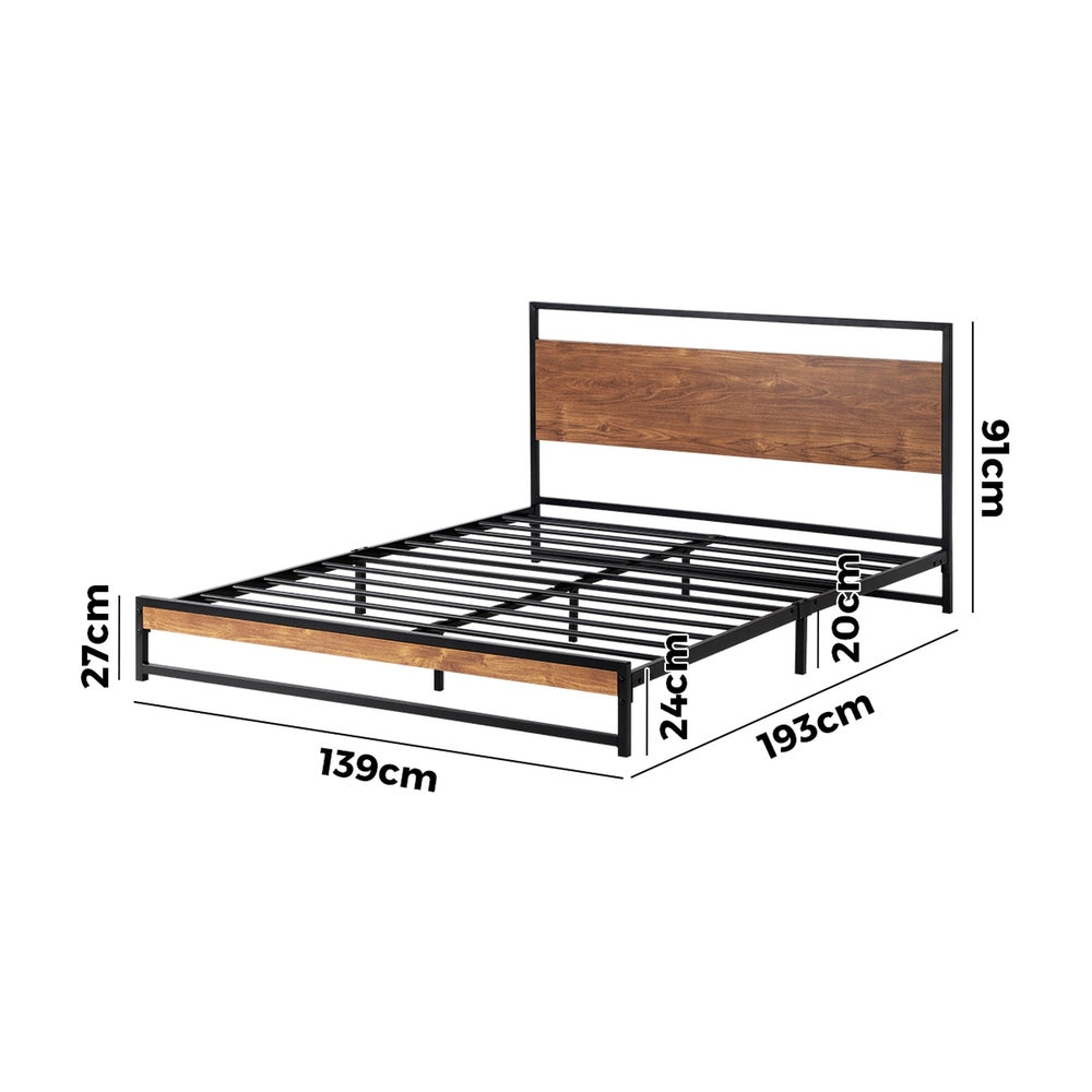 Metal Bed Frame Double Size Beds Base Platform Wood