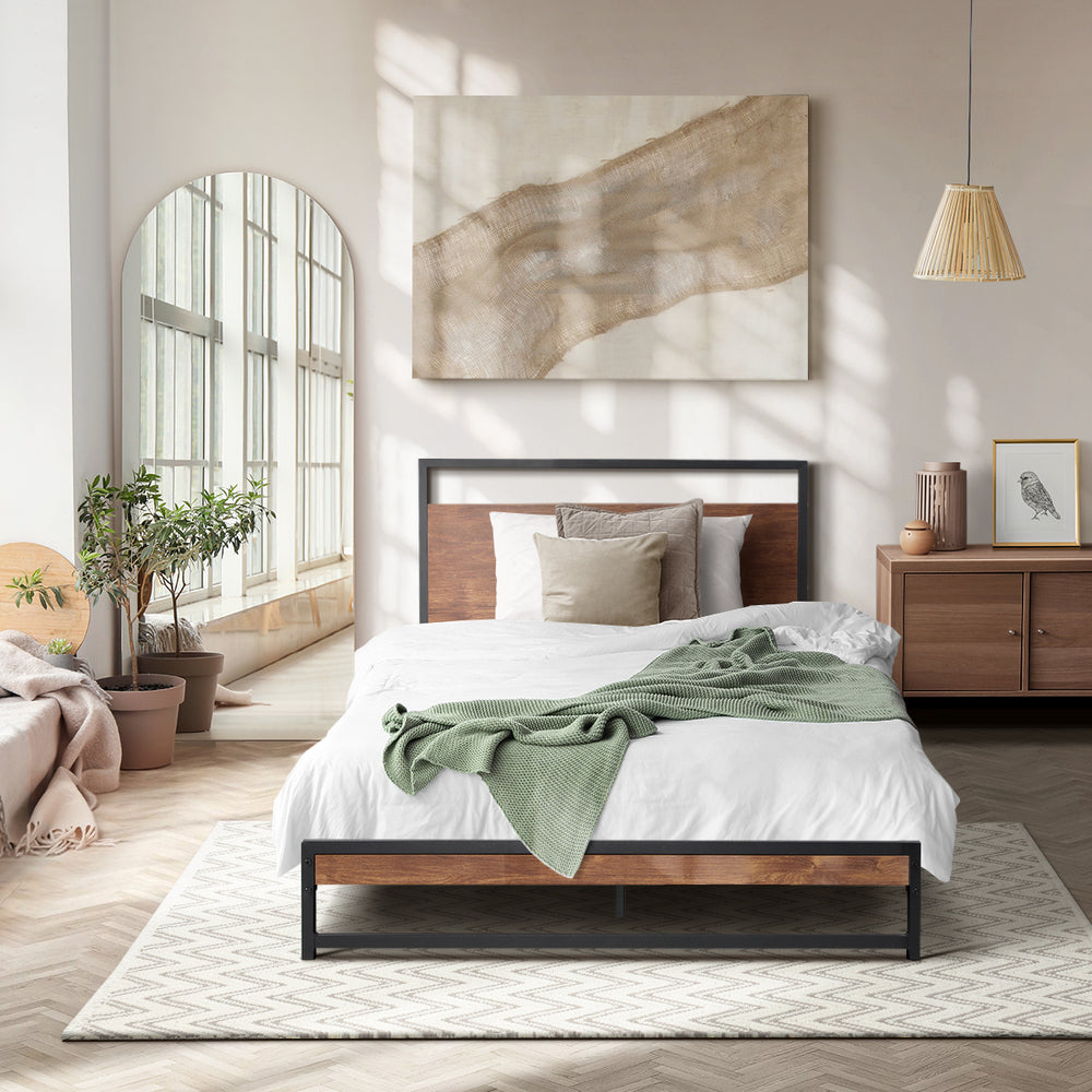 Metal Bed Frame King Single Size Beds Base Platform Wood