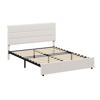 Double Bed Frame Beige Platform 197x143x100cm