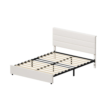 Double Bed Frame Beige Platform 197x143x100cm