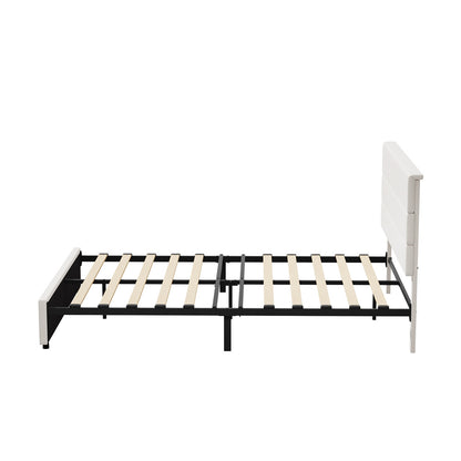 Double Bed Frame Beige Platform 197x143x100cm