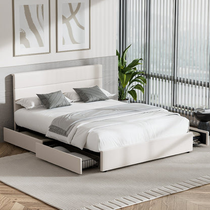 Queen Bed Frame Storage Drawers 212x158x100cm