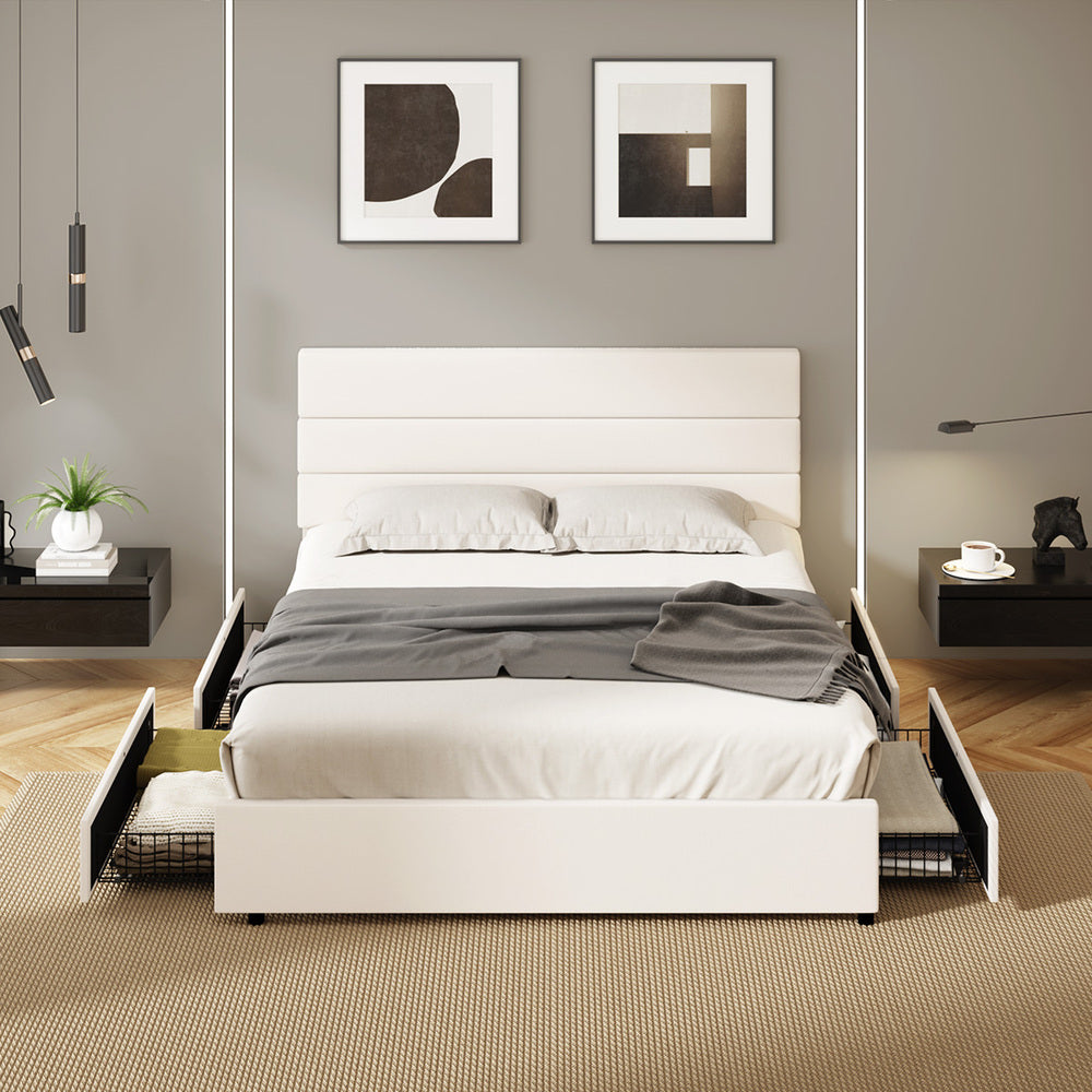 Queen Bed Frame Storage Drawers 212x158x100cm