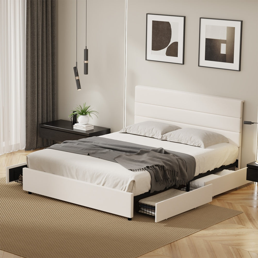 Queen Bed Frame Storage Drawers 212x158x100cm