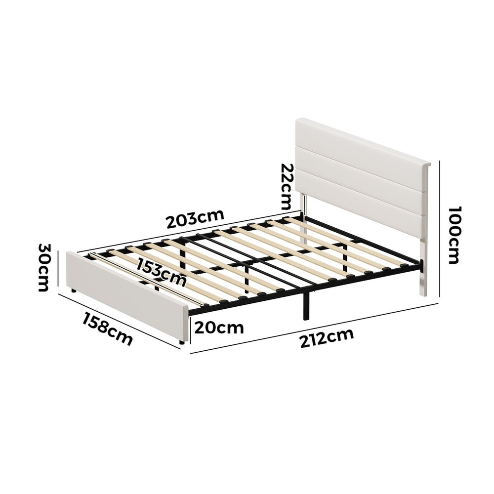 Queen Platform Bed Frame Beige 212x158x100cm