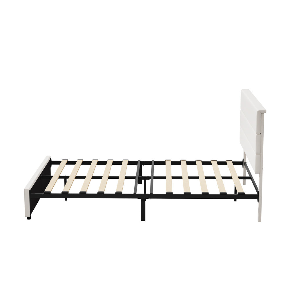 Queen Platform Bed Frame Beige 212x158x100cm
