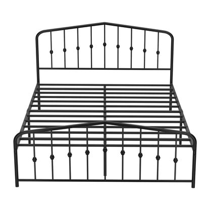 Steel Bed Frame - Black 196.5x138x104.5cm