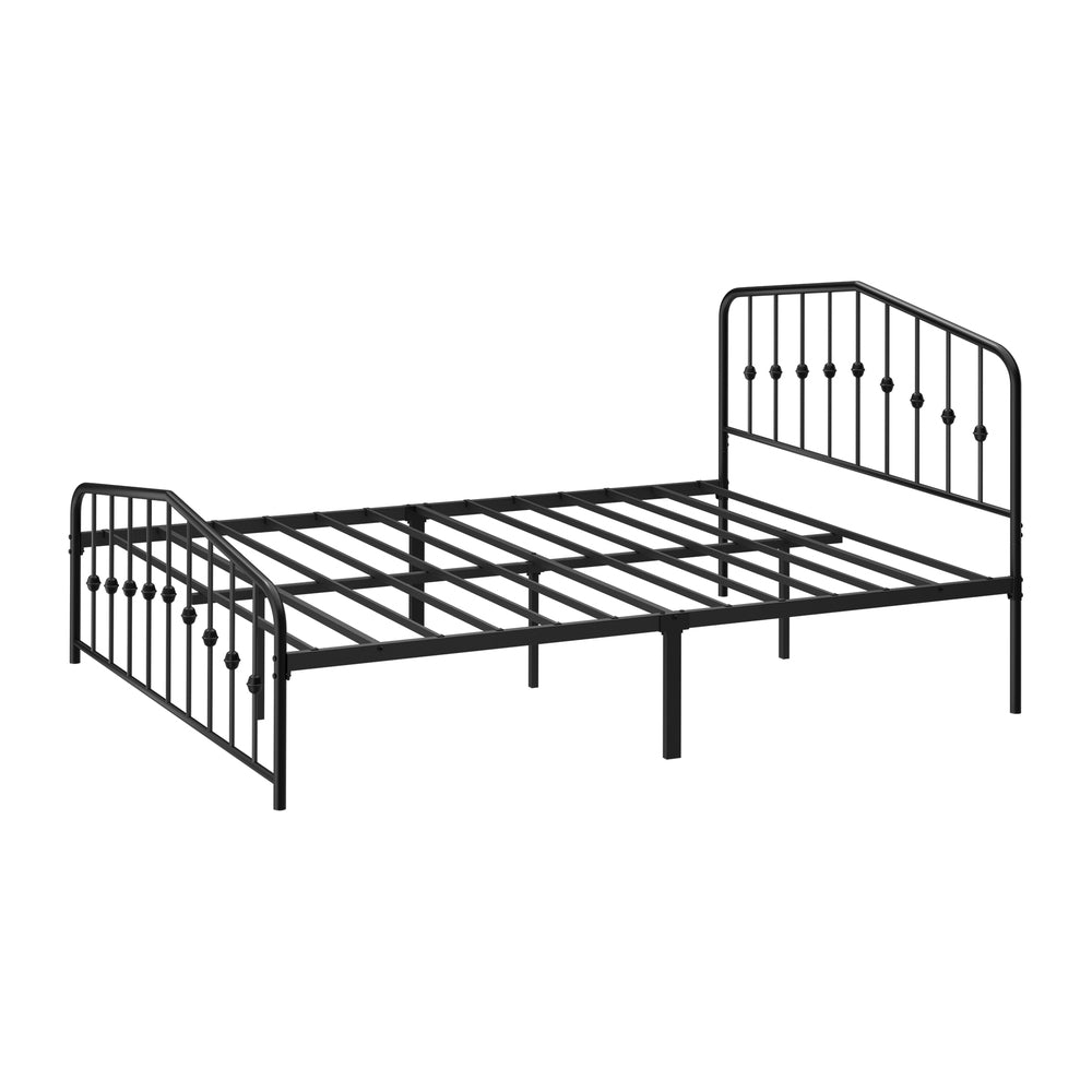 Steel Bed Frame - Black 196.5x138x104.5cm