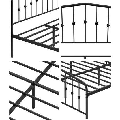 Steel Bed Frame - Black 196.5x138x104.5cm