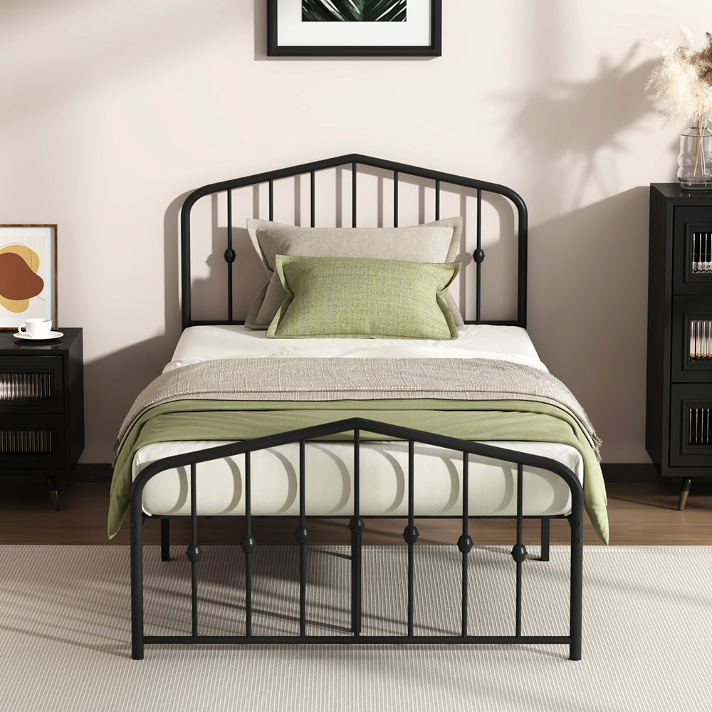 Metal Bed Frame King Single Black 209.5x108x104.5cm
