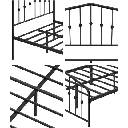 Metal Bed Frame King Single Black 209.5x108x104.5cm
