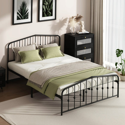 Queen Metal Bed Frame Black 209.5x154x104.5cm