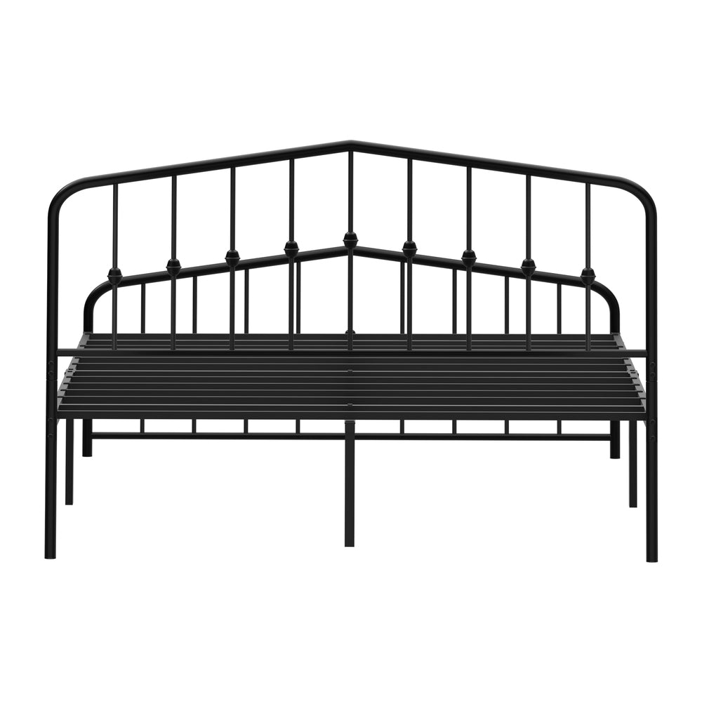 Queen Metal Bed Frame Black 209.5x154x104.5cm