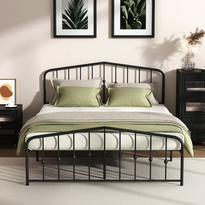 Queen Metal Bed Frame Black 209.5x154x104.5cm
