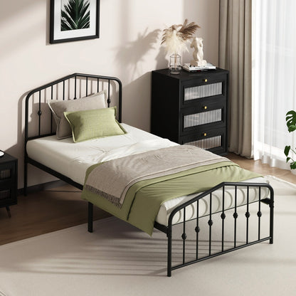 Metal Bed Frame Black 196.5x93x104.5cm