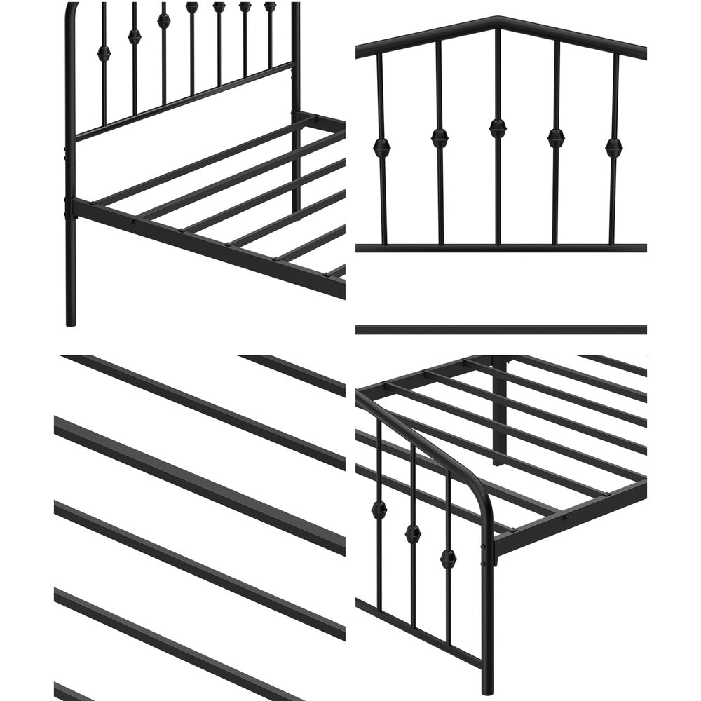 Metal Bed Frame Black 196.5x93x104.5cm