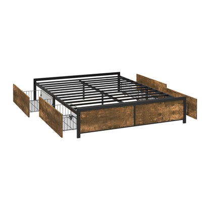 Metal Bed Frame With Storage 194x140x36cm