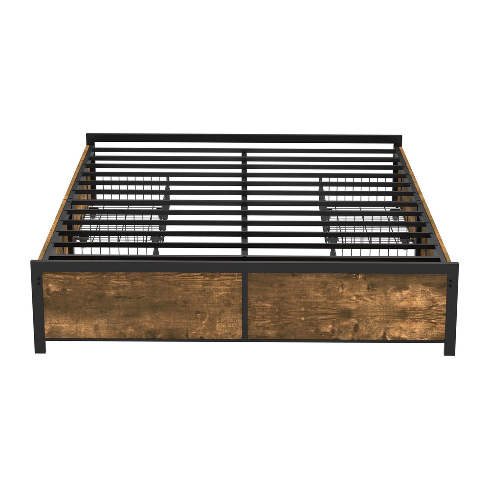 Metal Bed Frame With Storage 194x140x36cm