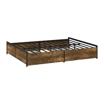 Metal Bed Frame With Storage 194x140x36cm
