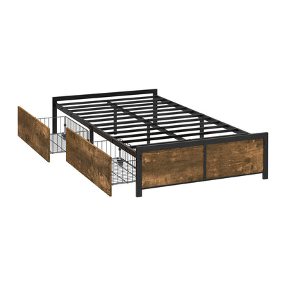 Metal Bed Frame With Storage 207x110x36cm