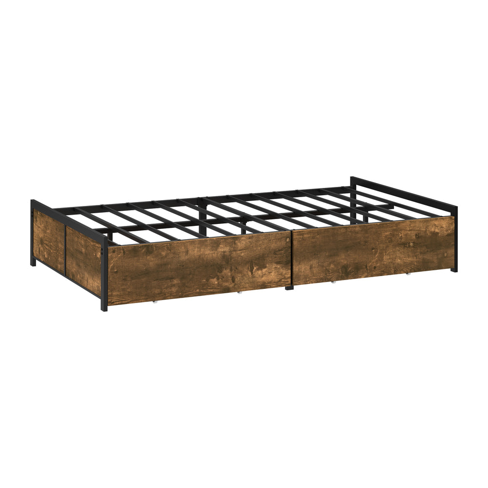 Metal Bed Frame With Storage 207x110x36cm