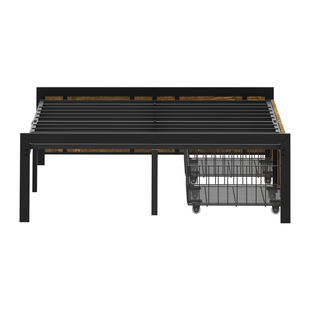 Metal Bed Frame With Storage 207x110x36cm