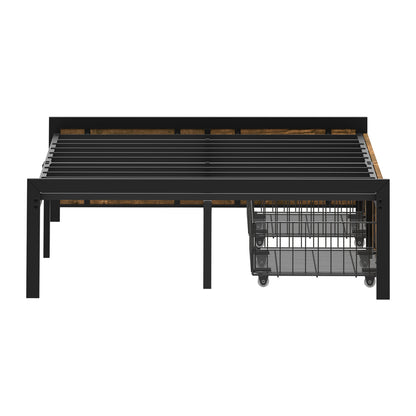 Metal Bed Frame With Storage 207x110x36cm