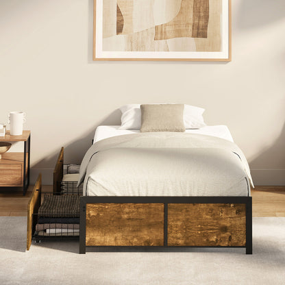 Metal Bed Frame With Storage 207x110x36cm