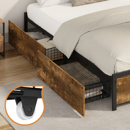 Metal Bed Frame With Storage 207x110x36cm