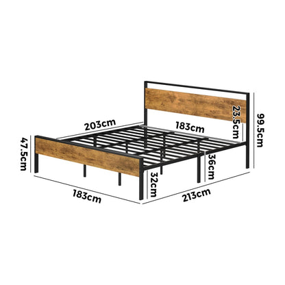 Metal Bed Frame Natural King 213x183x99.5cm