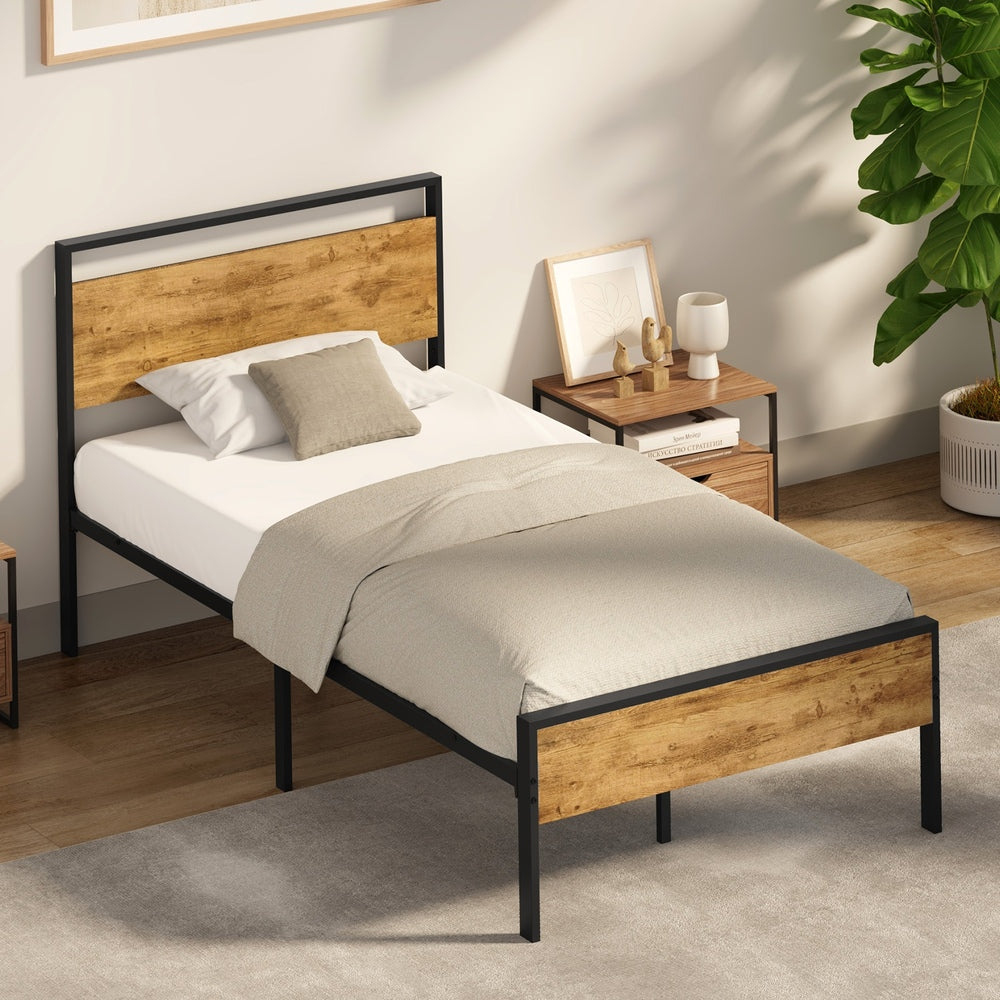 Metal Bed Frame Natural King Single 213x107x99.5cm