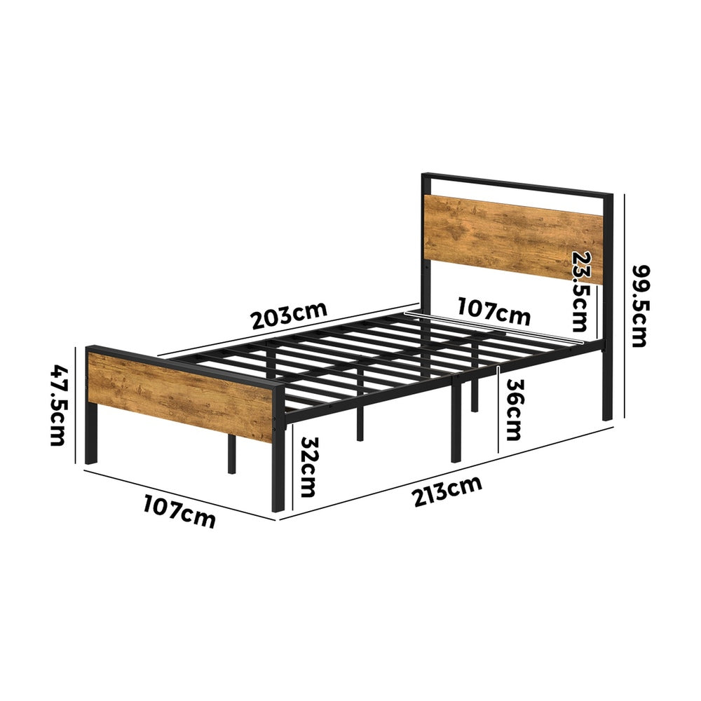 Metal Bed Frame Natural King Single 213x107x99.5cm