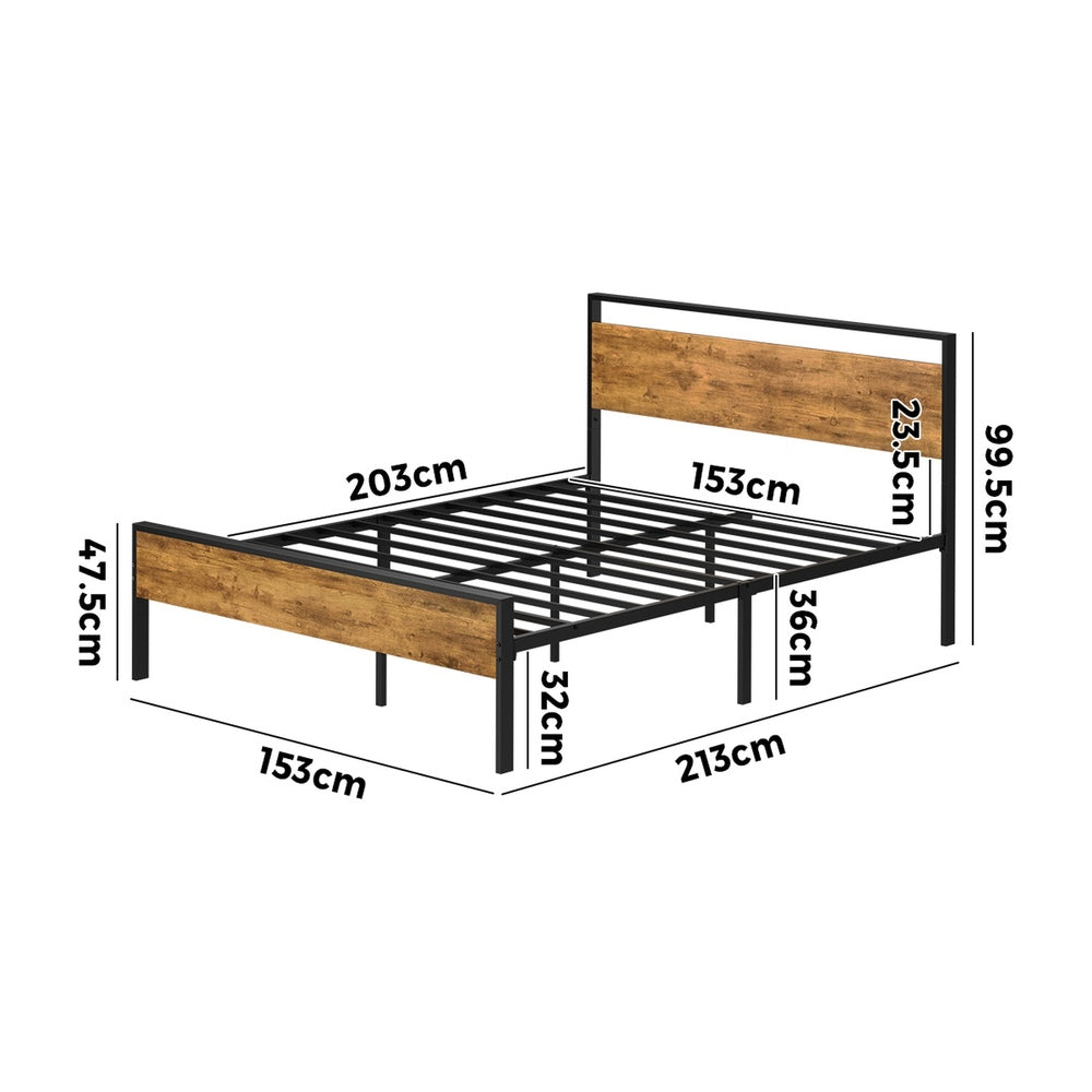 Metal Bed Frame Natural Style 213x153x99.5cm