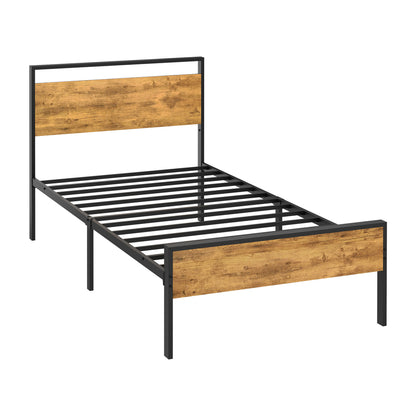 Metal Bed Frame Natural Steel 200x92x99.5cm