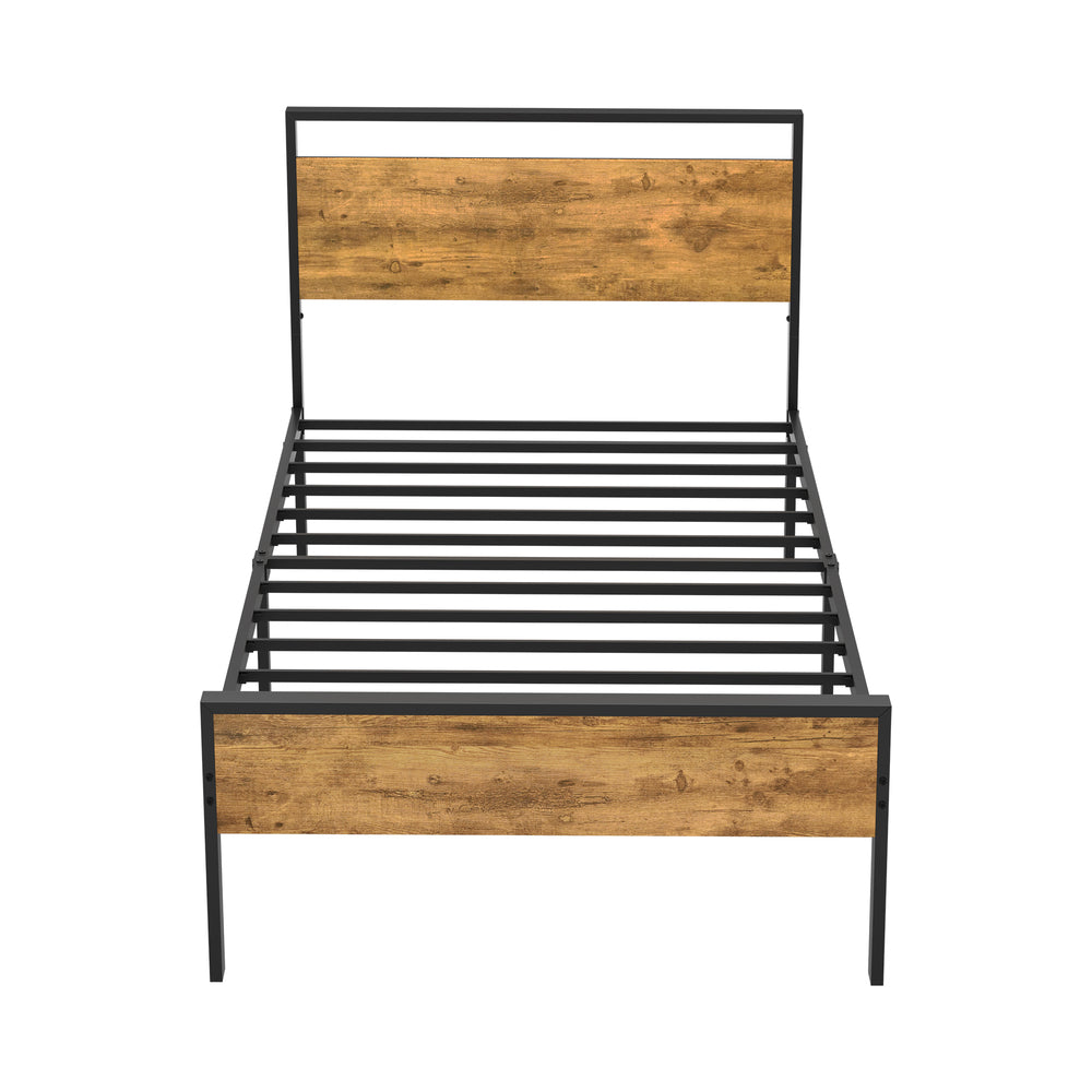 Metal Bed Frame Natural Steel 200x92x99.5cm